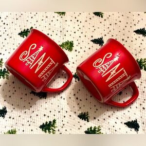 ❤️ Couples Cocoa Mug Set – Rae Dunn “SANTA” Red Christmas Mugs – Set of 2
